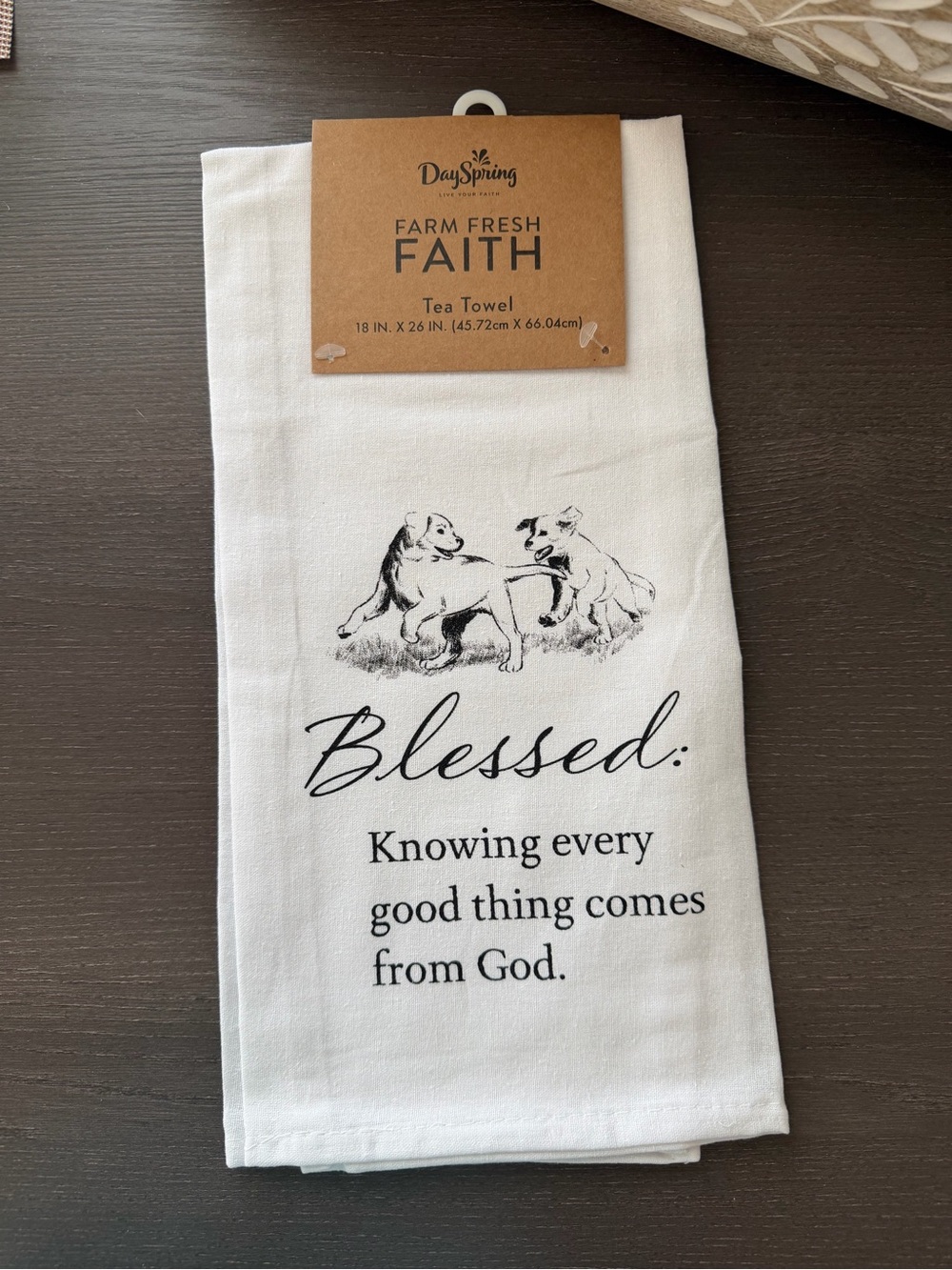 DaySpring Blessed Puppies Christian Tea Towel 18x26 NWT